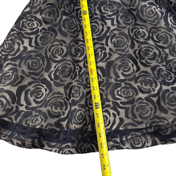 dressbarn CB Established 1962 Party Dress Black Rose Pattern/Tan Lining Sz. 14 - Picture 9 of 16